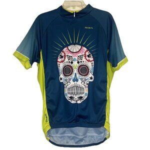 Primal Dia De Los Muertos Men’s Colorful 3/4 Zip Cycling Jersey Shirt Sz M
